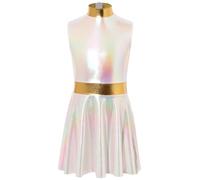 CHICTRY Fille Costume Chanteuse Ensemble avec Thème du Monde Futur Espace | Robe Trapèze,Métallique Brillant,Couleur Dégradée,Noël,Spectacles Scène,Activités Campus,Carnaval,La Fête,Jeu De Déguisement