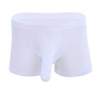 CHICTRY Homme Boxer Slips avec Gain-de-Pénis-Fermé sous-Vêtement de Nuit Caleçon de Bain Culotte de Nuit Bas de Bain Pyjama Lingerie de Nuit Sexy Coquine Hot Briefs M-XXL Blanc XL