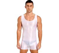 CHICTRY Homme Combinaison sans Manches Solide Combishort Lutte Singlet Maillot de Corps Boxeur Mémoires Serrés sous-Vêtements Musculation Body Bodysuit M-XL Z Blanc L