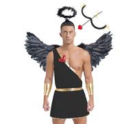 CHICTRY Homme Déguisement Cupidon Ange d'amour Halloween Carnaval Toge Dieu Romaine Cosplay Noir XL