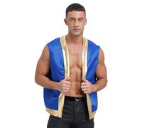CHICTRY Homme Déguisement Prince Arabe Cosplay Halloween Carnaval Moyen-Orient Sultan Empereur Elégante Vest Ouvert Gilet sans Manche S-3XL A Bleu Royal S