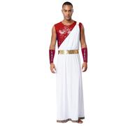 CHICTRY Homme grec ancien Costume toge romain sénateur César Party Cosplay fantaisie paillettes brillantes Robe sans manches Robe tunique avec poignets S-3XL Bourgogne XXL