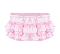 CHICTRY Homme Sissy Culotte de Nuit Satin Short Bouffant Lingerie de Nuit Sexy Coquine Hot Slip de Nuit Volants Bloomer sous-Vêtements de Nuit Pants Briefs Underpants Rose XL