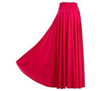 CHICTRY Jupe Longue Balançoire Femme Maxi Jupe de Danse Flamenco Espagnole Carnaval Costume de Danse du Ventre Tenue de Danse Orientale A Rose XXL