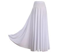 CHICTRY Jupe Longue Balançoire Femme Maxi Jupe de Danse Flamenco Espagnole Carnaval Costume de Danse du Ventre Tenue de Danse Orientale A Blanc 5XL