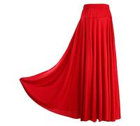 CHICTRY Jupe Longue Balançoire Femme Maxi Jupe de Danse Flamenco Espagnole Carnaval Costume de Danse du Ventre Tenue de Danse Orientale A Rouge XXL