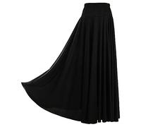 CHICTRY Jupe Longue Balançoire Femme Maxi Jupe de Danse Flamenco Espagnole Carnaval Costume de Danse du Ventre Tenue de Danse Orientale A Noir 4XL