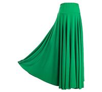 CHICTRY Jupe Longue Balançoire Femme Maxi Jupe de Danse Flamenco Espagnole Carnaval Costume de Danse du Ventre Tenue de Danse Orientale A Vert XXL