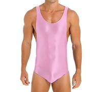 CHICTRY Maillot de Corps Homme Body Lingerie de Nuit sans Manche Musculation Débardeur Combinaison de Lutte Singlet Thongs Athletic Bodysuit Sportswear A Rose XL