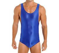 CHICTRY Maillot de Corps Homme Body Lingerie de Nuit sans Manche Musculation Débardeur Combinaison de Lutte Singlet Thongs Athletic Bodysuit Sportswear A Bleu XL