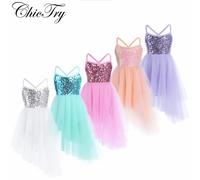 ChicTry paillettes filles Ballet Tutu robe enfants enfants Tulle Ballet danse gymnastique justaucorps robe pour Performance Dancewear Rose