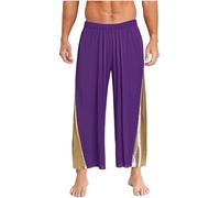 CHICTRY Pantalon de Danse pour Hommes Coupe Ample métallique Brillant liturgique louange célébration de l’Esprit Danse Pantalon Palais Large M-3XL Violet 3XL