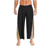 CHICTRY Pantalon de Danse pour Hommes Coupe Ample métallique Brillant liturgique louange célébration de l’Esprit Danse Pantalon Palais Large M-3XL Noir XL