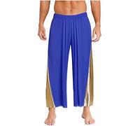 CHICTRY Pantalon de Danse pour Hommes Coupe Ample métallique Brillant liturgique louange célébration de l’Esprit Danse Pantalon Palais Large M-3XL Bleu Royal XXL