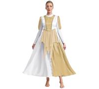 CHICTRY Robe de Choeur 2 Pièces Femme Tunique d'église Clergé Swing Robe Danse Liturgique Prière Louange Or M