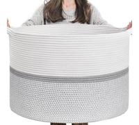 CHICVITA Panier de rangement XXL extra large en corde de coton tissée avec poignées, panier décoratif pour vêtements, 55,9 x 55,9 x 35,6 cm