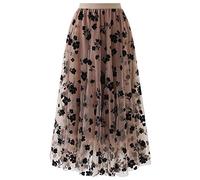 CHICWISH Jupe midi en Maille Double Couche pour Femme Caramel/Bleu poussiéreux/Blanc/Noir, Caramel, 34