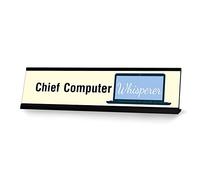 Chief Computer Whisperer, cadre noir pour ordinateur portable, panneau de bureau (5,1 x 20,3 cm)