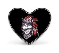 Chief of The Wolf Pack Tribal Wolves Brooch Pins Heart Badge Collar Lapel Pins Dress Coat Accessories for Women Men