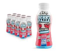 Chiefs® Milk Protein Drink avec 25g de protéines et BCAA • Shake de haute protéine à faible teneur en carbes, sans lactose et faible en sucre • 8 x 330ml (Strawberry)