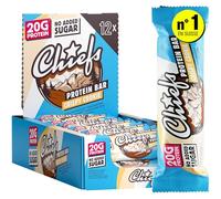 Chiefs Protein Bar (Crispy Cookie) • Barre protéinée premium avec 20g de protéines & 210 kcal par barre • Sans sucre ajouté • Barre protéinée low sugar • Goût de Crispy Cookie • Pack de 12 (12 x 55g)
