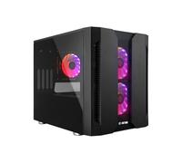 Chieftronic M2 - Cube - micro ATX - panneau latéral fenêtré (verre trempé) - pas d'alimentation (ATX) - noir - USB/Audio
