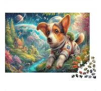 Chien 1000 Pièces Amusants PuzzleChien Astronaut Planet pour Adultes De Jeu pour Adultes Difficile EtStimulant Del'art DeLaDécoration 52x38cm/1000pcs