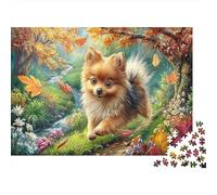 Chien 1000 Pièces PuzzlePièces forêt Poméranie pour Adultes Moderne Jeu Premium avec Défis Paysagedes QuatreSaisons 70x50cm/1000pcs