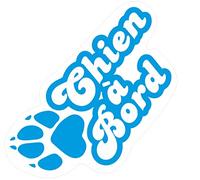 Chien à bord autocollant sticker adhésif logo 2-3 - Taille : 8 cm - Couleur : bleu