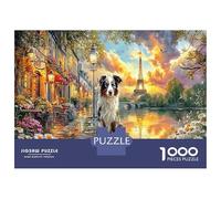 Chien à Paris Scene 1000 Pc Carton Écologique Chien en Ville Coffret Cadeau Puzzle Ados (12-18 Ans) Jeu Éducatif Détente Décoration Intérieure Cadeau Famille 38x26cm/1000pcs