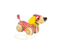 Chien à tirer multicolor en bois Jaune