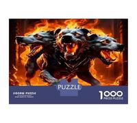 Chien à Trois têtes de feu 1000 Pièces Premium Fureur de bête Mythique Puzzle Classique Carton Haut De Gamme - Anti-Stress, Déco Murale, Bon Cadeau pour Femmes, Hommes & Seniors 70x50cm/1000pcs