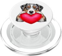 Chien Adorable au cœur Rouge, Berger Australien charmeur wow PopSockets PopGrip pour MagSafe