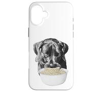 Chien affamé Mangeant des Nouilles Ramen drôles d'art canin Coque pour iPhone 16 Plus