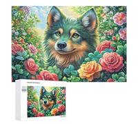 Chien ailé coloré dans Le Champ de Fleurs avec la Lune Puzzle 1000 Pièces pour Seniors Moment Calme Stimulation Cognitive Cadeau pour Loisirs 1000 PCS