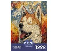 Chien Akita Puzzles 1000 Pieces Cadeau Unique Jeu Éduchatif Challenge Toy À De Qualité Supérieure Peinture Art pour Adultes Enfants 70x50cm/1000pcs