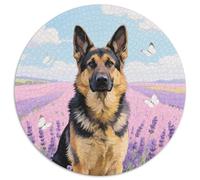 Chien Allemand de Berger Puzzle De 1000 Pièces Jeu Cadeau Unique Chien Mignon Puzzle Rond DIY pour Adultes Et Enfants1000pcs (67.5x67.5cm)
