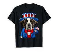 Chien américain Amusant St Bernard 4 Juillet T-Shirt