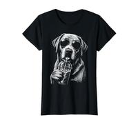 Chien Amusant Labrador Retriever Buvant du café glacé Jaune T-Shirt Graphique avec Valeur