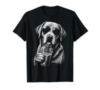 Chien Amusant Labrador Retriever Buvant du café glacé Jaune T-Shirt Graphique avec Valeur
