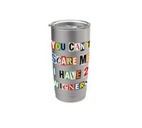 Chien amusant « You Can't Scare Me I Have 2 Wieners » Gobelet isotherme en acier inoxydable double paroi