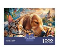 Chien and Chat 1000 Pièces PuzzleTrois Chiots pour Adultes Jeu D'Intelligence Premium avec Défis Paysagedes QuatreSaisons 52x38cm/1000pcs