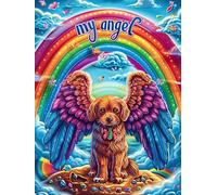 Chien Ange avec des Ailes Arc-en-Ciel 500 Pieces Casse-tête Amateur d'art en Carton Haute Densité Conte de fées Mignon d'accompagnement Difficile Niveau Expert Décoration Murale Salon Cadeau Fête des