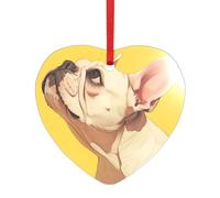 Chien animal bouledogue français imprimé cœur rond acrylique accessoires festifs ornement pour Noël multi scènes décorations cadeaux