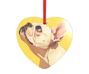 Chien animal bouledogue français imprimé cœur rond acrylique accessoires festifs ornement pour Noël multi scènes décorations cadeaux