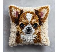 Chien animal Kit Crochet De Verrouillage Tapis Diy Broderie,Chihuahua mignon,Kit Tapis Point Noué À Faire Pour Débutants,Adultes Ou Enfants,Latch Hook Coussin,43x43cm