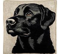 Chien animal Kits de crochet de loquet,Labrador noir,housse de coussin,kits de broderie,DIY tapis à broder,Coussin au Point Noué,43x43cm