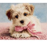 Chien animal Latch Hook Rug Kits for Adults Beginners,Bichon frisé portant un nœud papillon,DIY with Printed Canvas Crochet Yarn Handmade Embroidery Crafts Crochet for Home Decoration,55x75cm