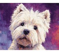 Chien animal Latch Hook Rug Kits for Adults Kids Beginners,chien blanc,Printed Crochet Non-Slip Mat,Rug Crochet Yarn Kit for Home Sofa Decoration,55x75cm
