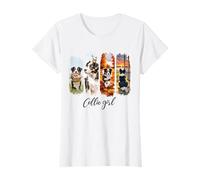 Chien aquarelle mignon animal domestique chien Border Collie T-Shirt